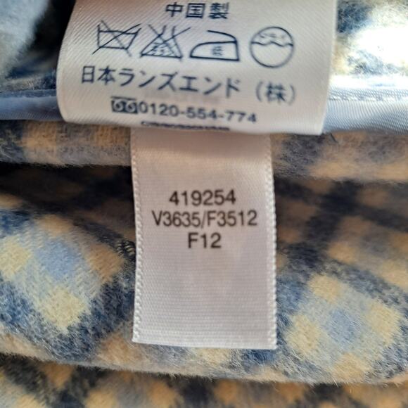 Lands' End Wool Blend Jacket Plaid Lined Hooded Coat Light Blue Women's Size 12 - Picture 10 of 10